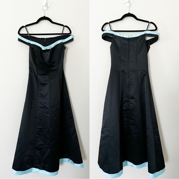 Gunne Sax Dresses & Skirts - VINTAGE GUNNE SAX Off Shoulders Maxi A-line Ball Gown Black Blue Size S